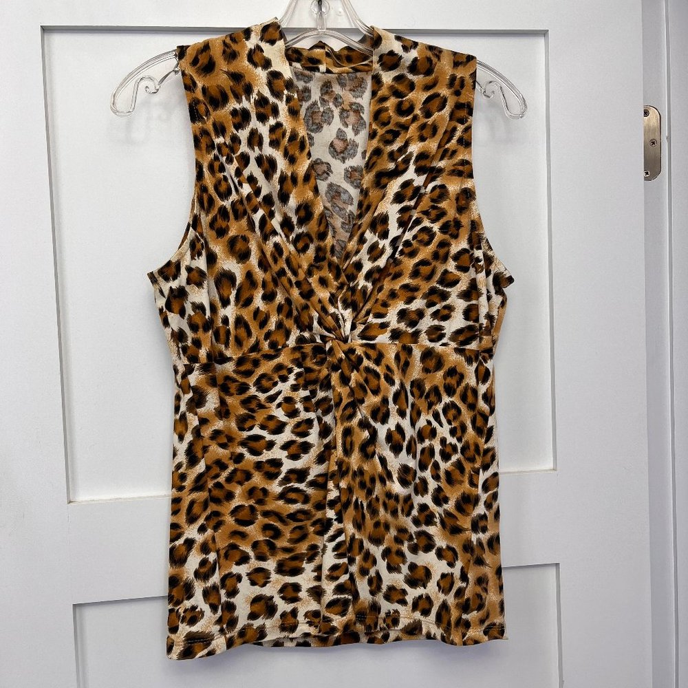 EUC Super Soft Sleeveless Leopard Print Top